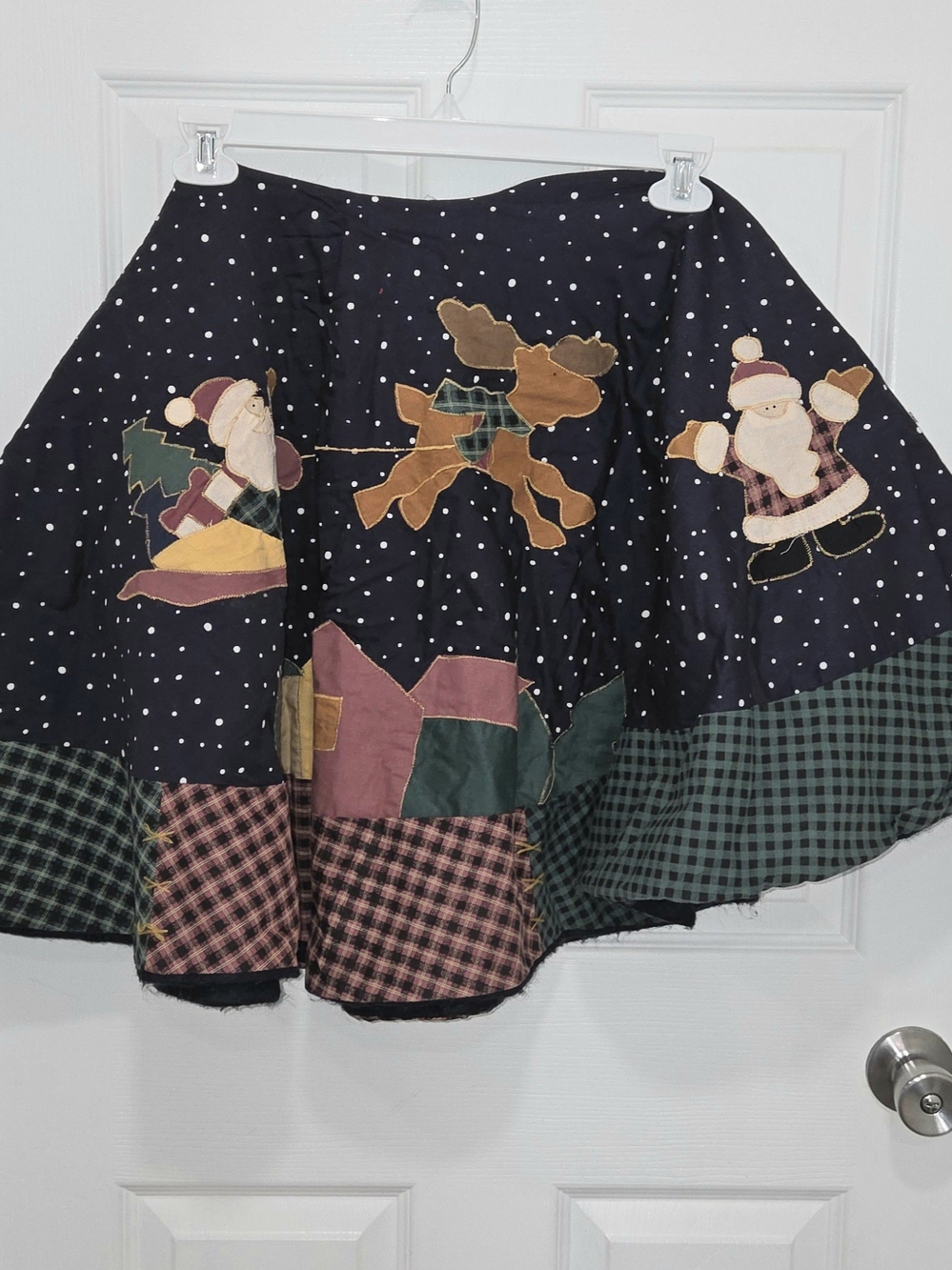 Christmas Tree Skirt Santa Sled Reindeer Snowman Rustic Farmhouse 50"